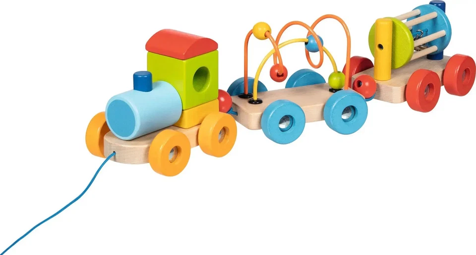 Zug Rio mit Steckbauklötzen Motorikschleife Rassel Spielzeug 55847 Deutsch