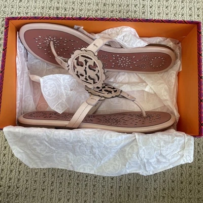 Sandalia Miller de cuero para mujer Tory Burch, rosa, talla 10 Foto 1 de 4