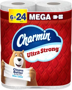 Carta igienica ultra resistente, 6 mega rotoli = 24 rotoli regolari - Foto 1 di 12