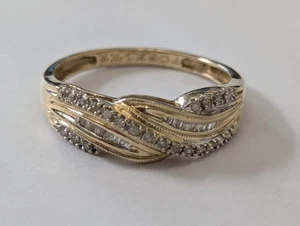 14ct Yellow Gold Ring Diamond Stones Full UK Hallmark ring Size T 1/2 - Picture 1 of 12
