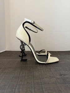 Saint Laurent Opyum Heels Patent Calfskin White Woman’s Size 39 / Box & Duster - Picture 1 of 19