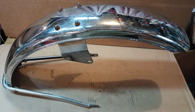 1974-1978 Kawasaki KZ400 front fender mudguard w/ brace - Image 1 of 4