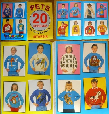 VTG PETS-20 CHILD+ADULT 24-44" ANIMAL SWEATERS-GARY KENNEDY KNITTING PATTERNS - Image 1 of 2