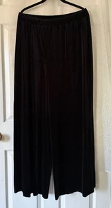 Zenana Black Velvet Palazzo Gaucho Pants pull wide leg XL Holiday Party Elegant - Picture 1 of 5