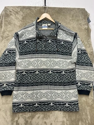 Chaqueta Pullover Vintage Denim Express Azteca Polar 1/4 Cremallera Talla L Gris Occidental Foto 1 de 4
