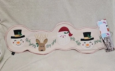 Cynthia Rowley N.Y. Table Runner 14" x 48" Christmas Snowman Santa Reindeer New - Image 1 of 4