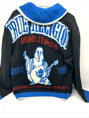 Cárdigan Suéter/Chaqueta True Religion Grueso Tejido Bohemio Retro con Cremallera TALLA M NUEVO Foto 1 de 4