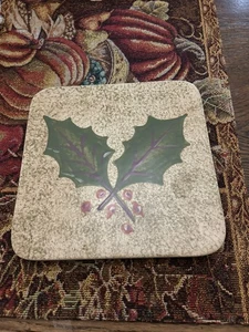 Pfaltzgraff Holiday Spice Trivet Holly Berries Ceramic Tile 8x8 - Picture 1 of 5