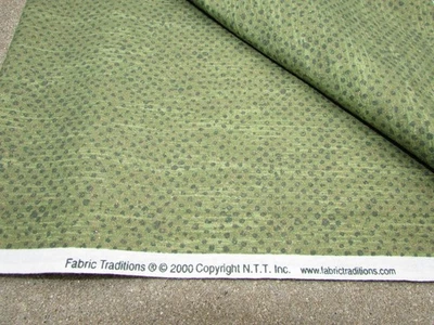 VTG 2000 Fabric Traditions Green Dark Green Dot Gold Flecks Quilt Fabric 2+ Yds - Image 1 of 4