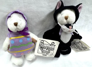WEE BEAR VILLAGE BY GANZ - BLACK CAT FRISKY & CRACKLE EASTER EGG - Picture 1 of 20