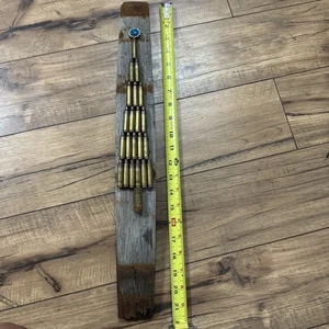 Bullet and antique wood barrel signed Christmas tree art - Picture 1 of 8