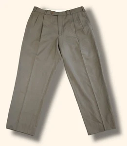 Trad! Vintage Brooks Brothers 35x28 Olive Double Pleated Dress Trousers Pants ii - Picture 1 of 15