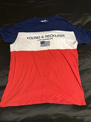 Camiseta Young & Reckless Los Angeles Colorblock Rojo Blanco Azul Hombre’s Grande Foto 1 de 3