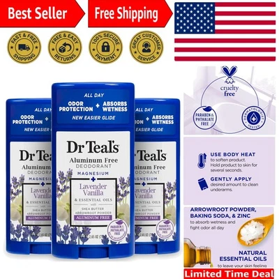 Cruelty-Free Lavender Vanilla Deodorant - Aluminum-Free & Natural, 2.65 oz x 3 - Image 1 of 4