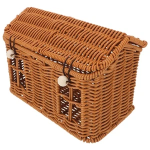  Cesto con Coperchio Porta Bambole Natalizio Porta Bambole Artificiale Rattan Fiore - Foto 1 di 16