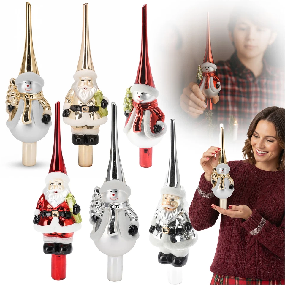 Christbaumspitze Glas 28cm Weihnachtsbaumspitze Vintage Baumspitze - Bild 1 von 1