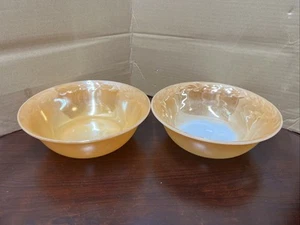 "Lote de 2 tazones mezcladores vintage Fire King Peach Lustre Swirl 8""" - Imagen 1 de 14
