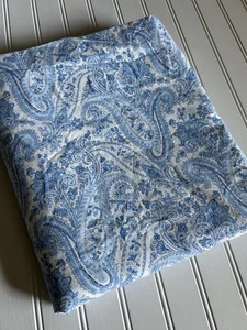 Lauren Ralph Lauren Delft Blue White Paisley Flat Sheet Cotton Queen - Picture 1 of 10