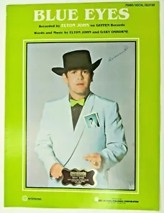 Partituras de colección 1982 Geffen Records piano guitarra vocal Elton John BLUE EYES - Imagen 1 de 3