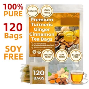 120Bags Turmeric Ginger Cinnamon Tea No Additive Support Brain Weight Sleep-Skin - Bild 1 von 16