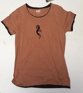 Kokopelli Lazy One Fitted T-Shirt Junior XL Short Sleeve Rust Color Brown Trim - Picture 1 of 4