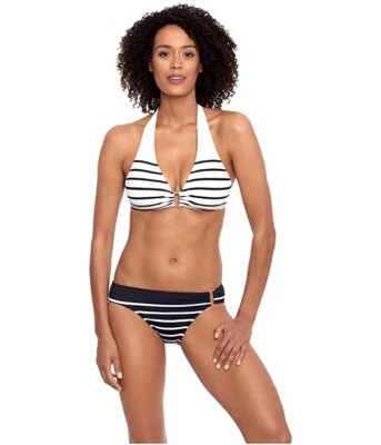 Lauren Ralph Lauren Womens Striped Buckle Beachwear Bikini Bottom Only SZ 4 - Image 1 of 4