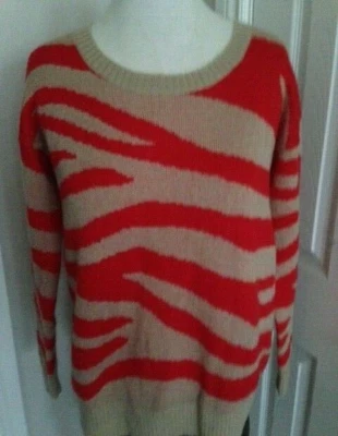 Suéter Pullover Club Monaco Naranja/Beige Mohair Mujer M Foto 1 de 4