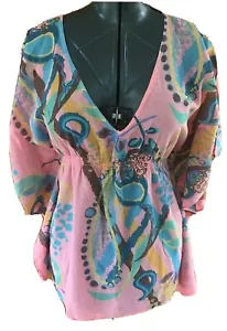 Fresh Produce Small sheer Woman Pull Over Melon Bliss Flutter Beach Cover Up - Picture 1 of 7
