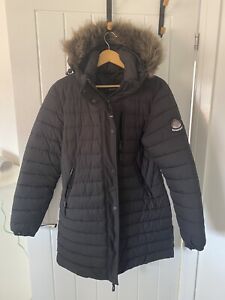 Superdry black puffa coat - size 14