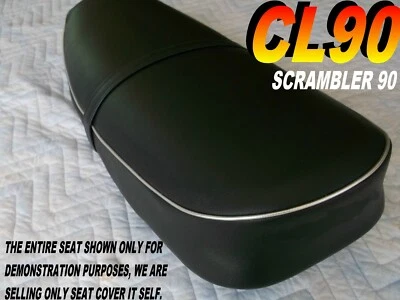 CL90 New seat cover Honda 1967-70 CL 90 Scrambler Silver piping 060B - Image 1 of 3