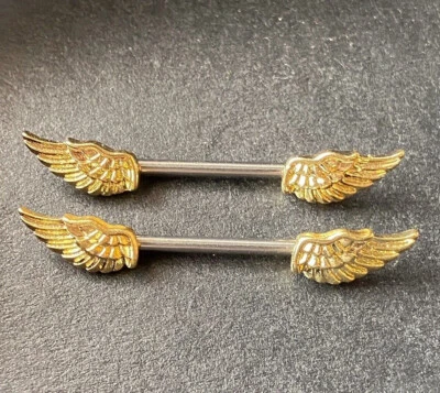 ПАРА колец для сосков крыльев ангела крылатый щит штанга пирсинг ювелирные изделия для пирсинга тела - Изображение 1 из 2