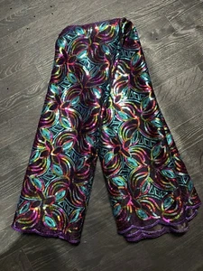 afrikanische Pailletten Spitze Stoff 5 Yards, bestickt Pailletten Material 58" gewellt - Bild 1 von 3