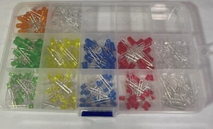 240Pc 3mm, 5mm Combo LED Diodes Kit, White Green Red Blue Yellow Flashing Purple - Picture 1 of 11