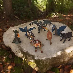 Papo 7 Schleich 1 Warrior Figurines Dragons Medieval Knights Action Fantasy READ - Picture 1 of 22