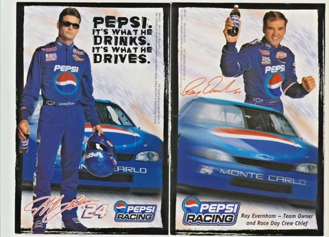 Jeff Gordon And Ray Everham First Pepsi Hero Postcards - 1999 - Pre Owned Cover