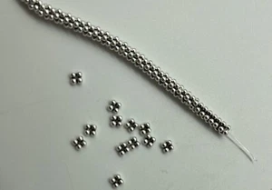 Sterling Silver 4 Mm Quad Bead Bright Silver - Picture 1 of 4
