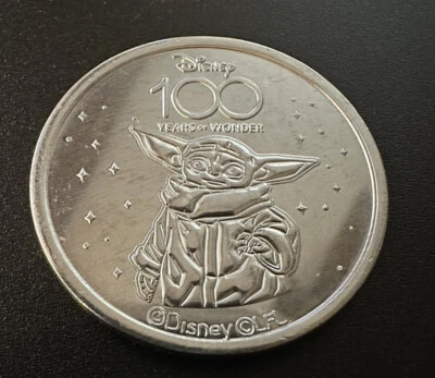 Disney world  100th Anniversary Medallion Coin GROGU Mandalorian ￼ Star Wars - Image 1 of 2