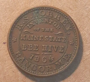 1864 CWT   BANGOR MAINE   R.S. TORREY   INVENTOR OF THE MAIN STREET BEE HIVE - Picture 1 of 2