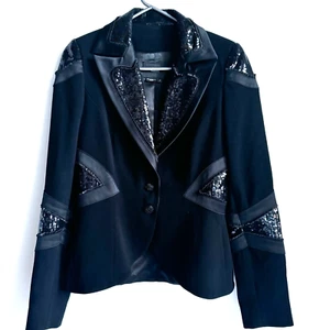 Vintage Identify Structured Sequin Detail Black Evening wear Blazer 4 - Picture 1 of 6