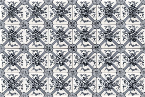 Victorian style original antique refined Pilkingtons x 24 tile panel Indigo Cover