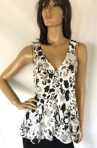 A.L.C. Blusa camisa de seda sin mangas 6 florales cuello en V usada una vez - Imagen 1 de 7