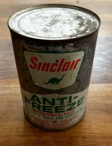 Vintage Sinclair Dino Anti-Freeze One Quart Metal Can Gas Station Sign Oil Full - Picture 1 of 6