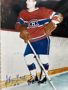 Elmer Lach Montreal Canadiens Autographed 8x10 Photo W  Ticket  COA