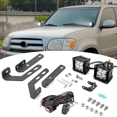 For 2000-2006 Toyota Tundra 40W Hood Ditch 3" LED Cube Pods & Mounts & Wiring - Изображение 1 из 4