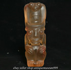 "8" Old China Crystal Carved Helios Animal Cicada Statue+8"  sun god Statue S16