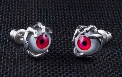 Orecchini malocchio rosso in argento sterling - Immagine 1 di 4