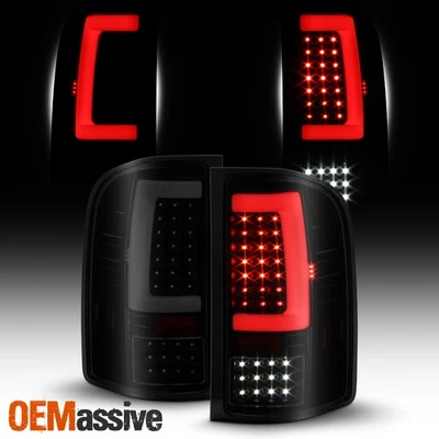 For 07-13 Silverado 1500/2500/3500 HD LED Black Smoked Tail Light w/ Sequential - Image 1 of 4