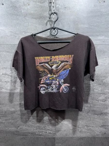 Camiseta corta Harley Davidson 1986 emblema 3D negra vintage para mujer años 80 S/M - Imagen 1 de 19
