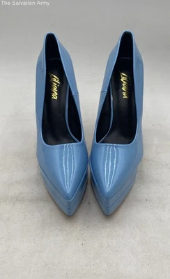 Tacones de tacón de aguja sin cordones Liliana para mujer azul charol punta puntiaguda Foto 1 de 4