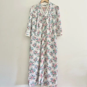 Vintage Miss Elaine Home Nightgown Made in the USA Floral Nightie PJs Pink OS - Picture 1 of 10